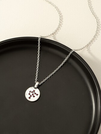 水鑽水瓶座象徵裝飾圓形吊飾項鍊