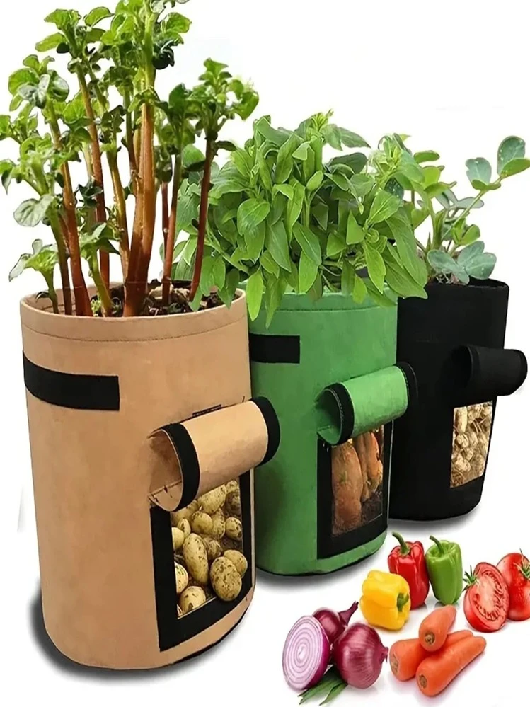 1pc Plant Grow Bags Home Garden Potato Pot Greenhouse Vegetable Growing Bags Moisturizing Garden Vertical Garden Bag Tools - Multicolor - View 1