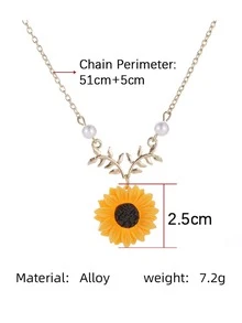 Collar con colgante con girasol - Amarillo Oro - Ver 4