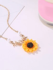 Collar con colgante con girasol - Amarillo Oro - Ver 5