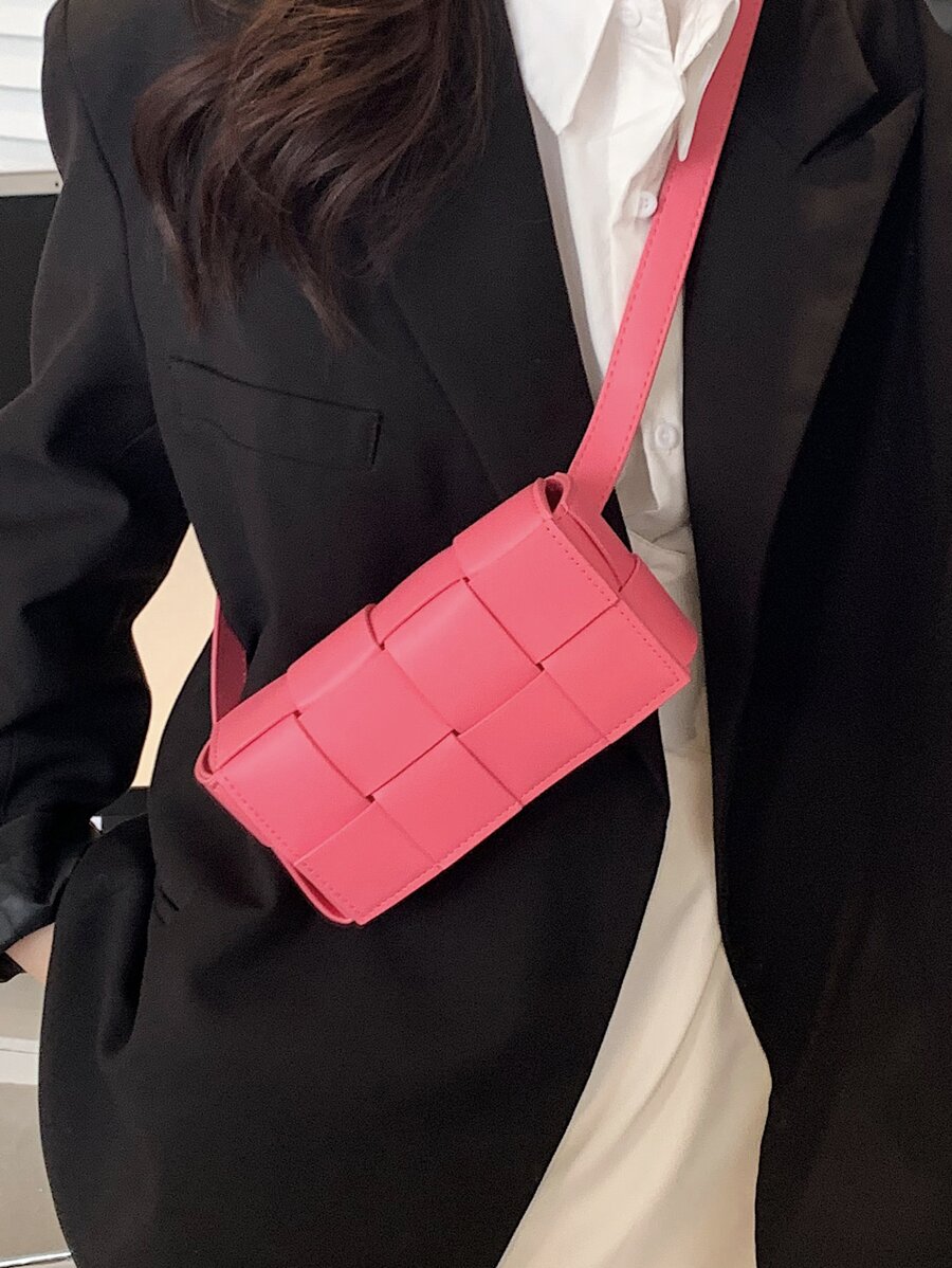 Tối giản Chi tiết bện Túi Vuông Màu hồng - Hồng - Xem 1