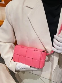 Tối giản Chi tiết bện Túi Vuông Màu hồng - Hồng - Xem 2