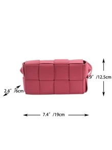 Tối giản Chi tiết bện Túi Vuông Màu hồng - Hồng - Xem 3