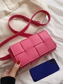 Tối giản Chi tiết bện Túi Vuông Màu hồng - Hồng - Xem 5