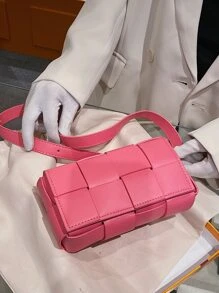 Tối giản Chi tiết bện Túi Vuông Màu hồng - Hồng - Xem 6