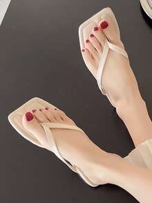 女士細帶丁字褲優雅戶外平底涼鞋