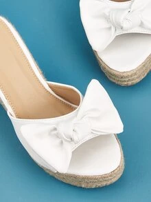 女士蝴蝶結裝飾編織度假戶外坡跟涼鞋