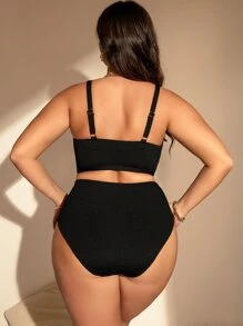 SHEIN Swim Curve Plus Size Ring Linked Cut Out Bikini Set Summer Beach
