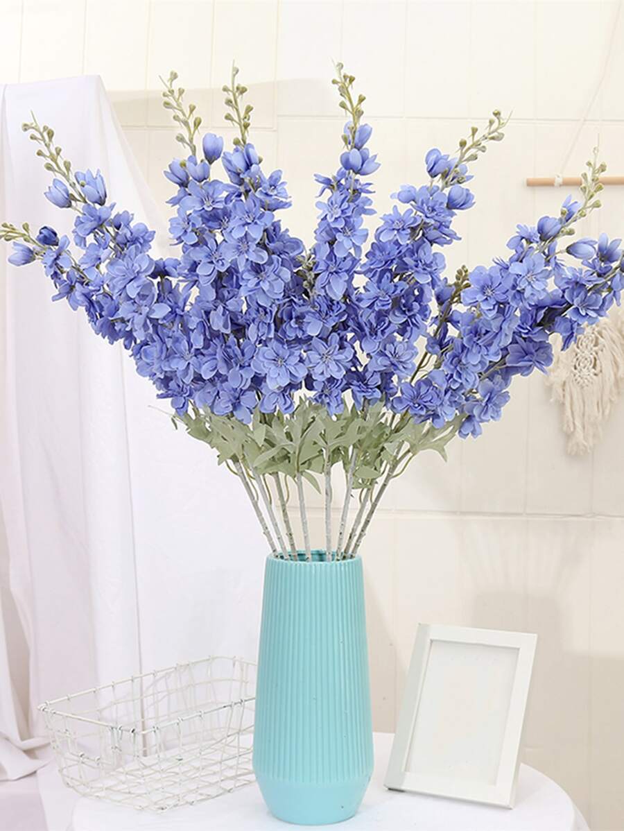 1pc Polyester Artificial Flower Stem, Artificial Flower Stick For Wedding Party - Blue - View 1