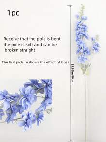 1pc Polyester Artificial Flower Stem, Artificial Flower Stick For Wedding Party - Blue - View 5