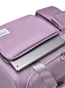 Letter Patch Decor Duffel Bag - Purple - View 5