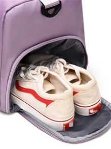 Letter Patch Decor Duffel Bag - Purple - View 6