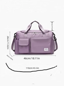 Letter Patch Decor Duffel Bag - Purple - View 9