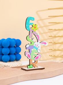 1 pieza de madera Decoración dulce conejo & con diseño de letra Decoración para Pascua de Resurrección - Multicolor - Ver 3