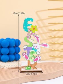 1 pieza de madera Decoración dulce conejo & con diseño de letra Decoración para Pascua de Resurrección - Multicolor - Ver 4