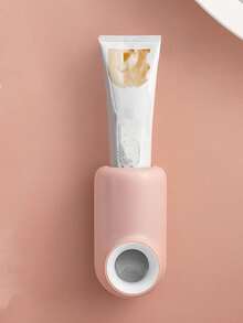 1 pieza de plástico montado en la pared Pasta de dientes unicolor sin perforación Pasta de dientes Soporte para cuarto de baño - Rosa - Ver 1