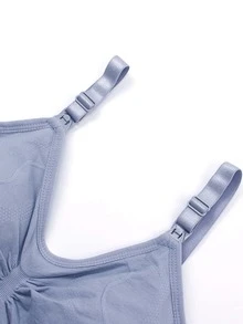 2 piezas Sostén de lactancia inalámbrico con plisado frontal para maternidad - Multicolor - Ver 4