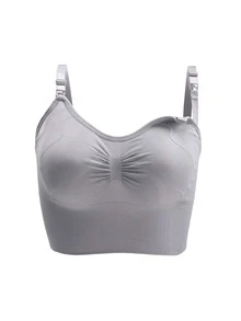 2 piezas Sostén de lactancia inalámbrico con plisado frontal para maternidad - Multicolor - Ver 5