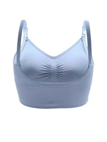 2 piezas Sostén de lactancia inalámbrico con plisado frontal para maternidad - Multicolor - Ver 6