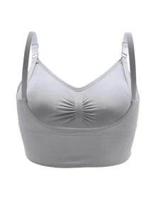 2 piezas Sostén de lactancia inalámbrico con plisado frontal para maternidad - Multicolor - Ver 7