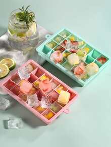 1入組1入組矽膠冰塊模具廚房用極簡粉紅色矩形製冰機托盤 - 粉色 - 查看 4