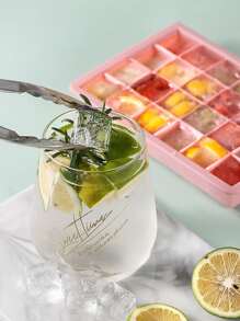 1入組1入組矽膠冰塊模具廚房用極簡粉紅色矩形製冰機托盤 - 粉色 - 查看 2