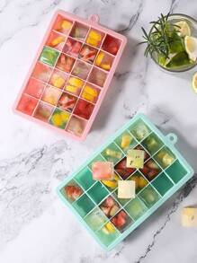 1入組1入組矽膠冰塊模具廚房用極簡粉紅色矩形製冰機托盤 - 粉色 - 查看 5