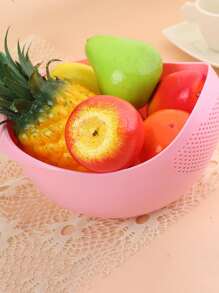 1入組塑料瀝水籃廚房用極簡粉色水果和蔬菜洗滌籃 - 藕粉色 - 查看 4