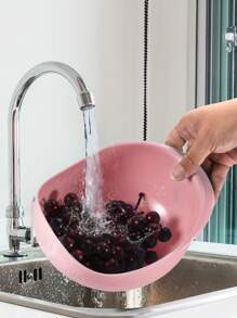 1入組塑料瀝水籃廚房用極簡粉色水果和蔬菜洗滌籃 - 藕粉色 - 查看 6