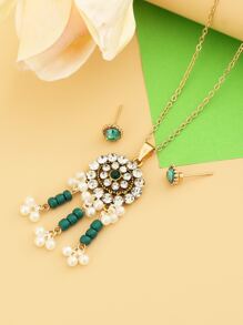 3pcs/set Faux Pearl Decor Jewelry Set - Multicolor - View 1