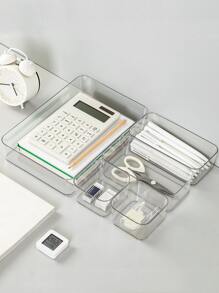 1pc Clear Stationery Storage Box - Clear - View 3