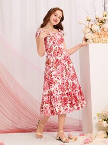 SHEIN 青少年女孩印花上衣和裙子