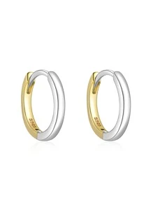 雙色銀圓耳環禮品適合女士 - 金色 - 查看 4