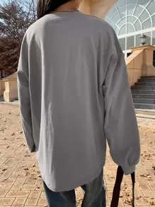 DAZY Slogan Đồ họa áo thun trễ vai Mỗi người đàn ông là kiến trúc sư cho số phận của chính mình 1997 - Xám - Xem 2