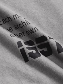 DAZY Slogan Đồ họa áo thun trễ vai Mỗi người đàn ông là kiến trúc sư cho số phận của chính mình 1997 - Xám - Xem 6