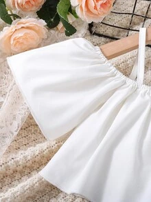 Jumpsuit bé gái Xù 2 trong1 Chấm bi Boho - Đen và trắng - Xem 6