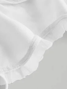 SHEIN MOD Đầm viền lá sen Thắt nút Dây kéo màu trơn Giải trí - trắng - Xem 3