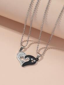 2入組/套情侶水鑽和愛心掛飾項鍊