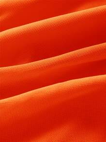 SHEIN ICON 熒光橙褶邊後背繫帶手帕下擺網紗掛脖上衣