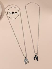 2入組/套情侶水鑽和愛心掛飾項鍊