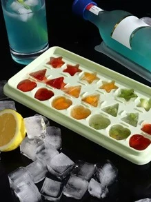 1pc Plastic Ice Cube Mold, Creative Heart & Star Design Ice Cube Maker Tray For Kitchen - Blue - View 1