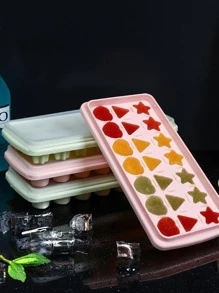 1pc Plastic Ice Cube Mold, Creative Heart & Star Design Ice Cube Maker Tray For Kitchen - Blue - View 6