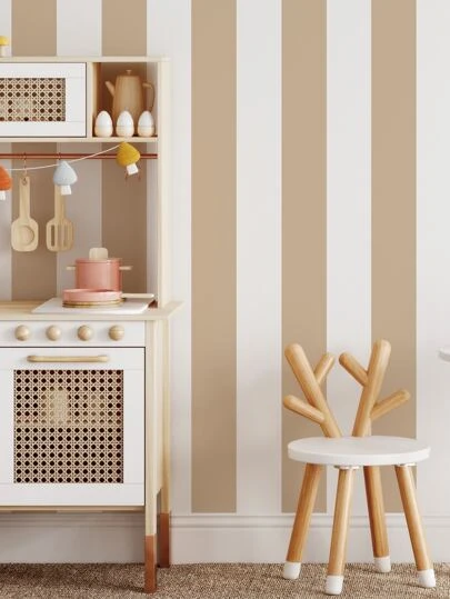 SUPSTICKER 1 卷 47.2 * 15.8 英寸 PVC 墙纸，条纹图案防水墙贴，适用于家居装饰，翻新贴纸可剥离墙板，墙纸，壁纸，春季装饰品让您的家焕然一新，拉玛装饰贴纸礼物生日毕业