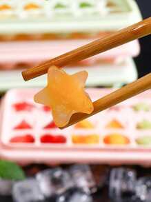 1pc Plastic Ice Cube Mold, Creative Heart & Star Design Ice Cube Maker Tray For Kitchen - Blue - View 5