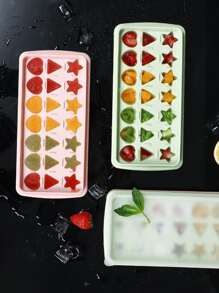 1pc Plastic Ice Cube Mold, Creative Heart & Star Design Ice Cube Maker Tray For Kitchen - Blue - View 3