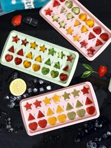 1pc Plastic Ice Cube Mold, Creative Heart & Star Design Ice Cube Maker Tray For Kitchen - Blue - View 8