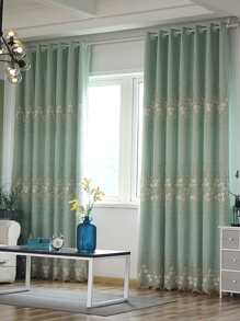 Polyester Single Panel Curtain, Modernist Floral Embroidered Double-layer Single Panel Blackout Curtain For Bedroom And Living Room - Multicolor - View 5