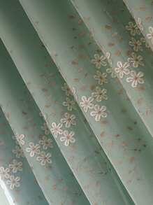 Polyester Single Panel Curtain, Modernist Floral Embroidered Double-layer Single Panel Blackout Curtain For Bedroom And Living Room - Multicolor - View 7