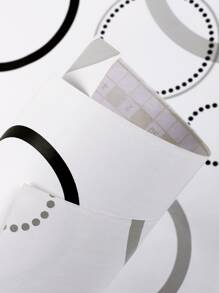 1 pieza Rollo adhesivo de pared PVC con patrón geométrico para casa - Blanco y Negro - Ver 6