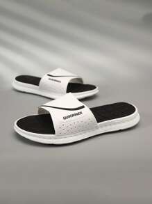 男士字母圖案單帶休閒戶外拖鞋 - 白色 - 查看 1